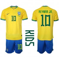 Brasilien Neymar Jr #10 Hemmatröja Barn VM 2022 Kortärmad (+ Korta byxor)